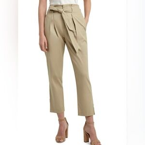 H Halston Tie Front Pants Pleated Slim Ankle Length